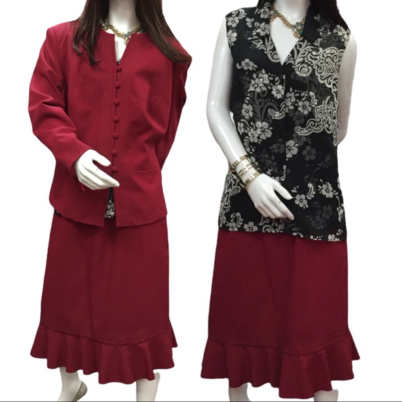 EMILY Gorgeous 2 Pieces Skirt & Matching Jacket Embellished Trim Skirt Size 22W - Picture 3 of 13